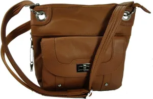 Premium Leather Crossbody Style Locking Concealment Purse - CCW Concealed Carry Gun - Wire Reinforced Strap