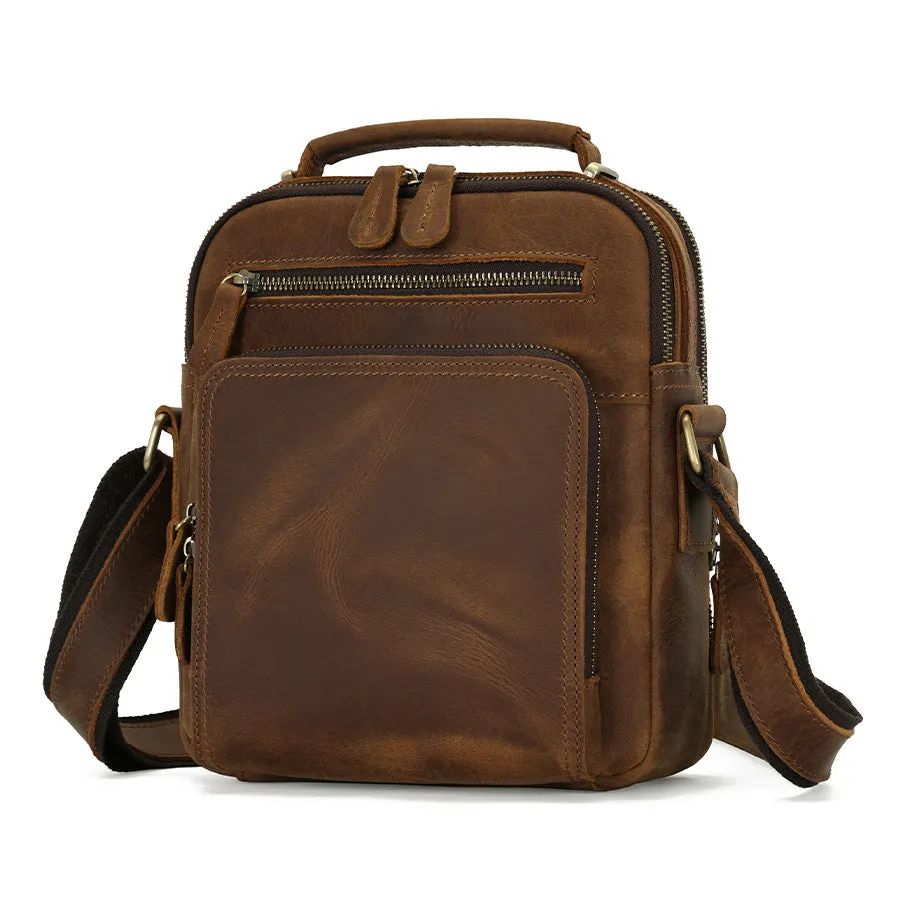 Premium Leather Messenger Bag with Multi-Compartment Design