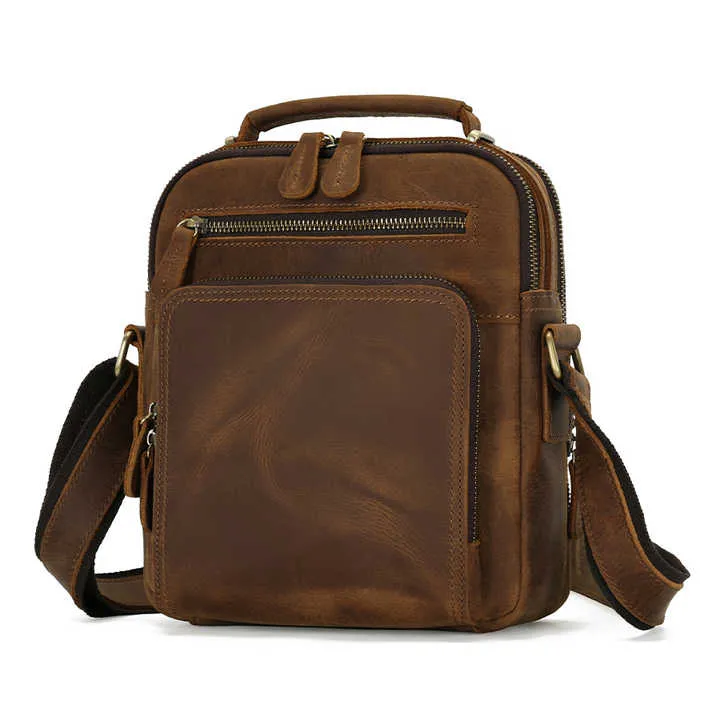 Premium Leather Messenger Bag with Multi-Compartment Design