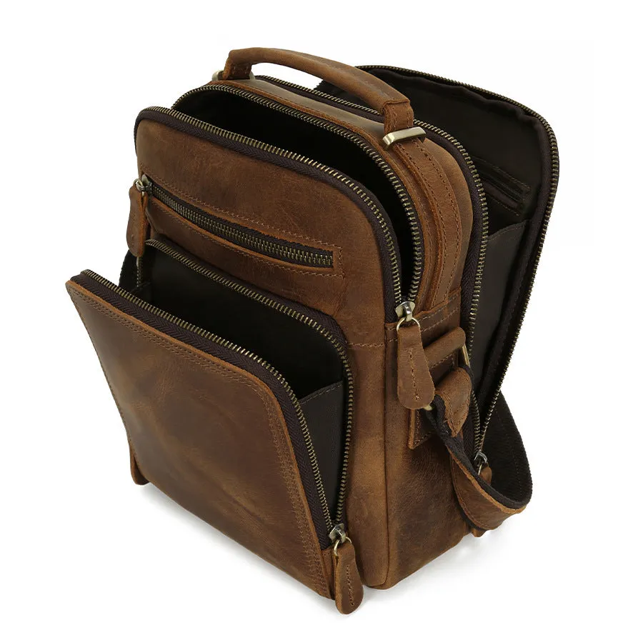 Premium Leather Messenger Bag with Multi-Compartment Design