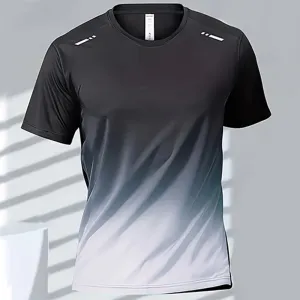 Premium Men's Sports T-Shirt – Quick Dry Casual Running & Boxing Top, Short Sleeve Badminton & Training Shirt, Gradient Design for Summer Sportswear