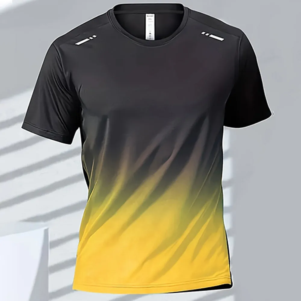 Premium Men's Sports T-Shirt – Quick Dry Casual Running & Boxing Top, Short Sleeve Badminton & Training Shirt, Gradient Design for Summer Sportswear