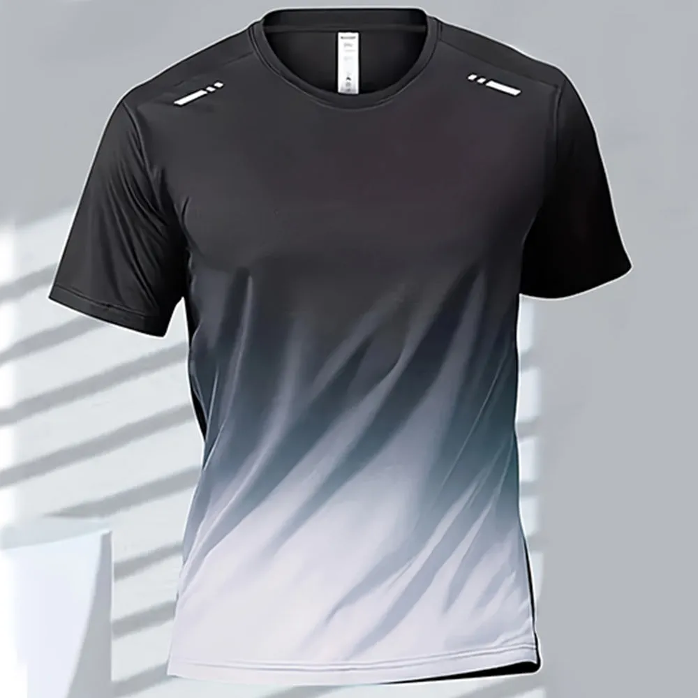 Premium Men's Sports T-Shirt – Quick Dry Casual Running & Boxing Top, Short Sleeve Badminton & Training Shirt, Gradient Design for Summer Sportswear