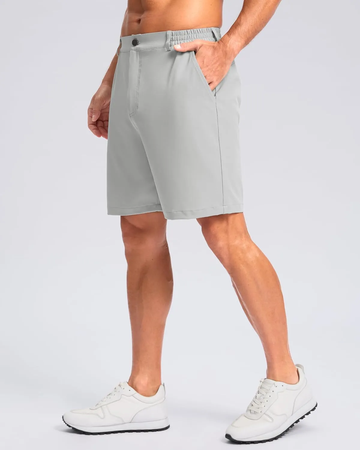 Pudolla Men's Casual Shorts 7"/9" Lightweight Golf Shorts with 3 Pockets Stretch Quick Dry Comfy Work Shorts