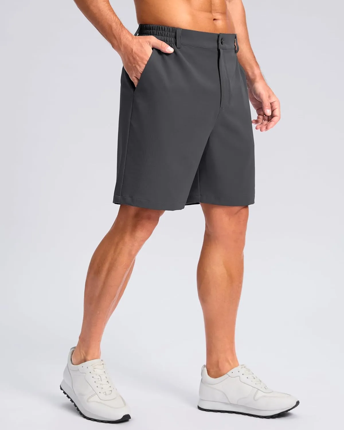Pudolla Men's Casual Shorts 7"/9" Lightweight Golf Shorts with 3 Pockets Stretch Quick Dry Comfy Work Shorts
