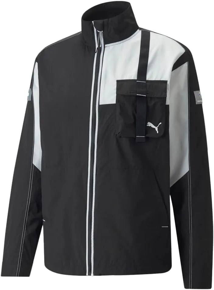 PUMA Mens Bmw Mms Statement Woven Full-Zip Jacket Athletic Outerwear Casual Drawstring - Black - Size XXL