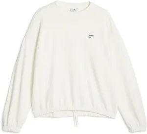 PUMA Womens Downtown Oversized Crew Neck Sweatshirt Casual - White - Size M