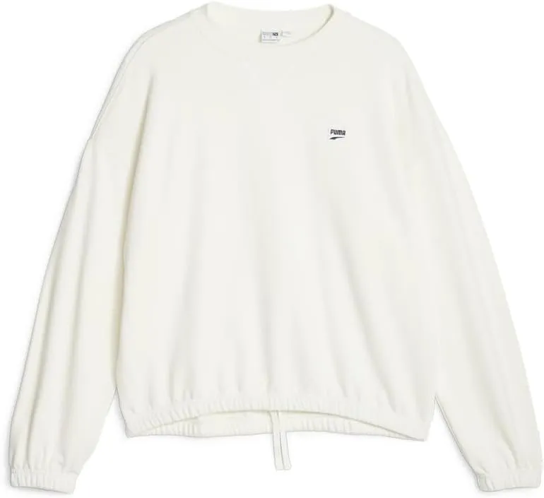 PUMA Womens Downtown Oversized Crew Neck Sweatshirt Casual - White - Size M