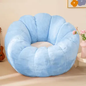 Pumpkin Bean Bag Sofa Chair for Adult, Beanbag Couch with Filler for Reading and Relaxation, Comfy and Lazy Sofa for Dorm, Apartment, Living Room and Bedroom, Sky Blue
