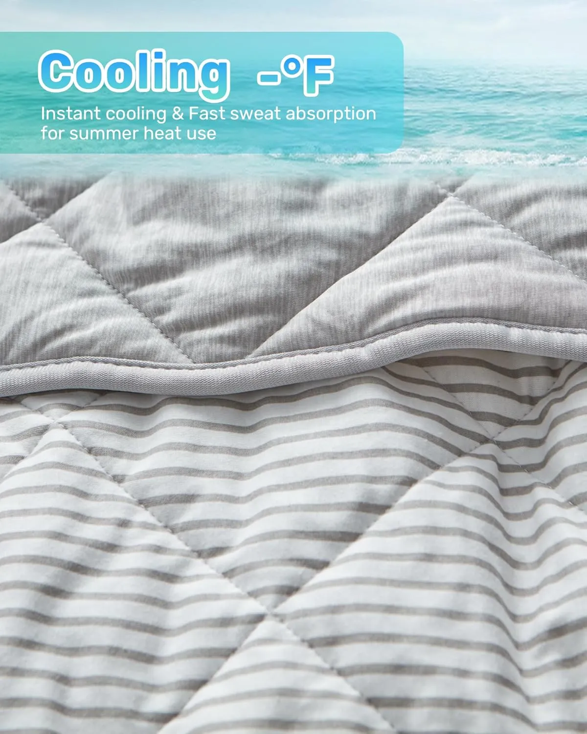 puredown® Ice Cooling Throw Blanket - High Q-Max 0.48 Cool to The Touch, Soft Summer Printed Blanket for Hot Sleepers, All Season Lightweight Couch Throws, Grey, 50" x 70"