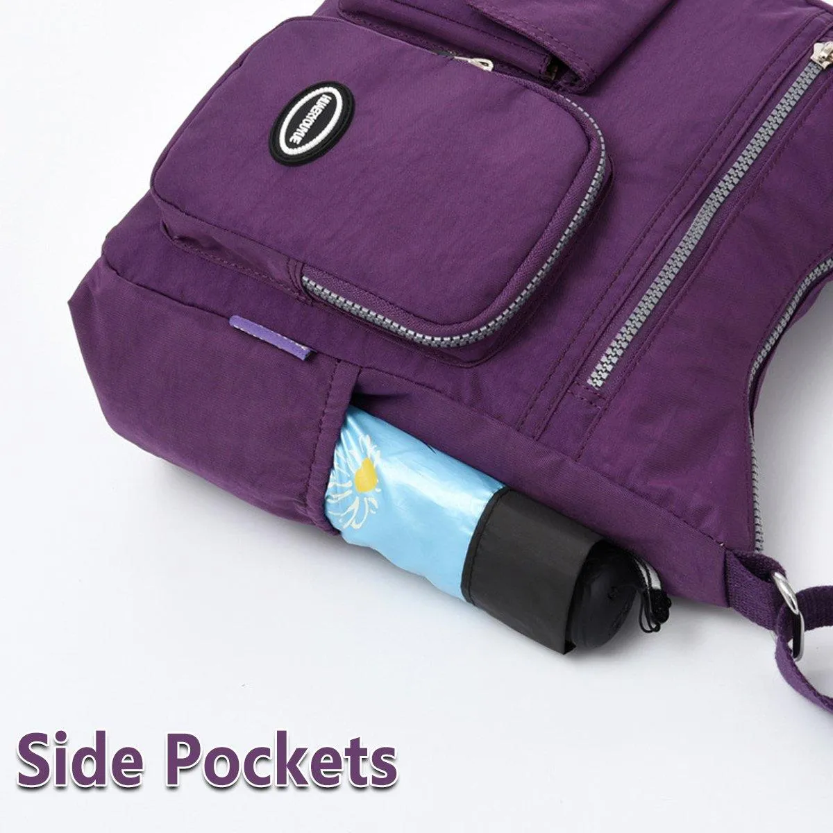 Purple Shoulder Bag Nylon Fabric Crossbody Travel Bag for Women Casual Use