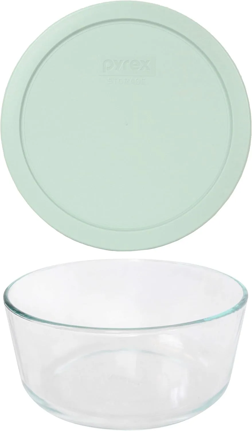 Pyrex (1 7203 7 Cup Glass Dish & (1) 7402-PC 6/7 Cup Muddy Aqua Lid Made in the USA