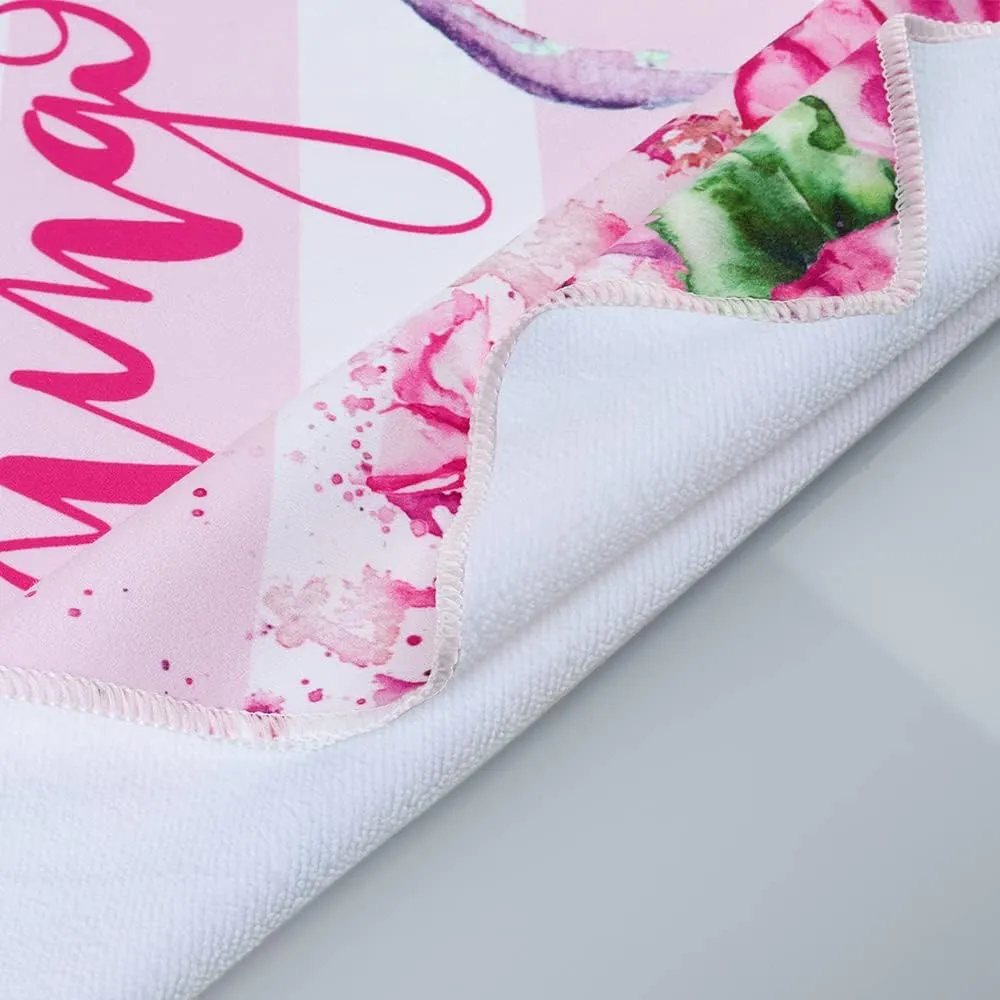 Queenshin Cabana Stripes Flamingo Microfiber Beach Towels Oversized for Adults, Large Pink Soft Quick Dry Absorbent Lightweight Bath Towel Blanket Sandproof, 30" x 60"