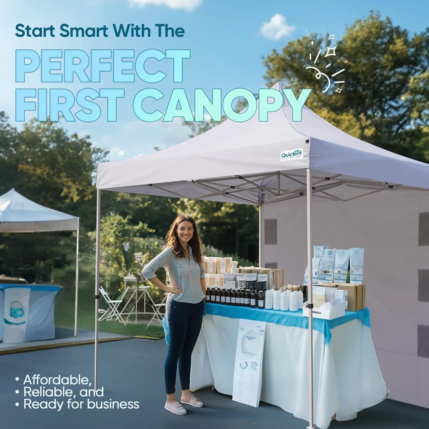 Quictent 10x10 Heavy Duty Pop up Canopy Tent, Commercial Grade Instant Shelter with Wheeled Bag for Outdoor, Beach, Parties, Markets, 500D Silver Coated UPF 50  Sun Shield