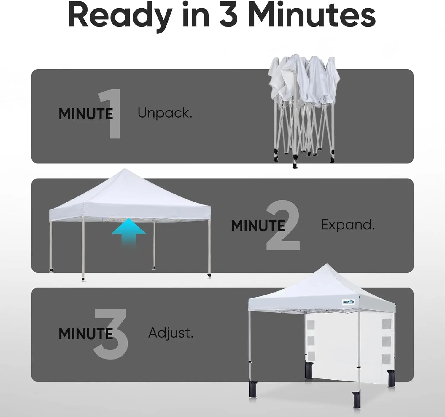 Quictent 10x10 Heavy Duty Pop up Canopy Tent, Commercial Grade Instant Shelter with Wheeled Bag for Outdoor, Beach, Parties, Markets, 500D Silver Coated UPF 50  Sun Shield