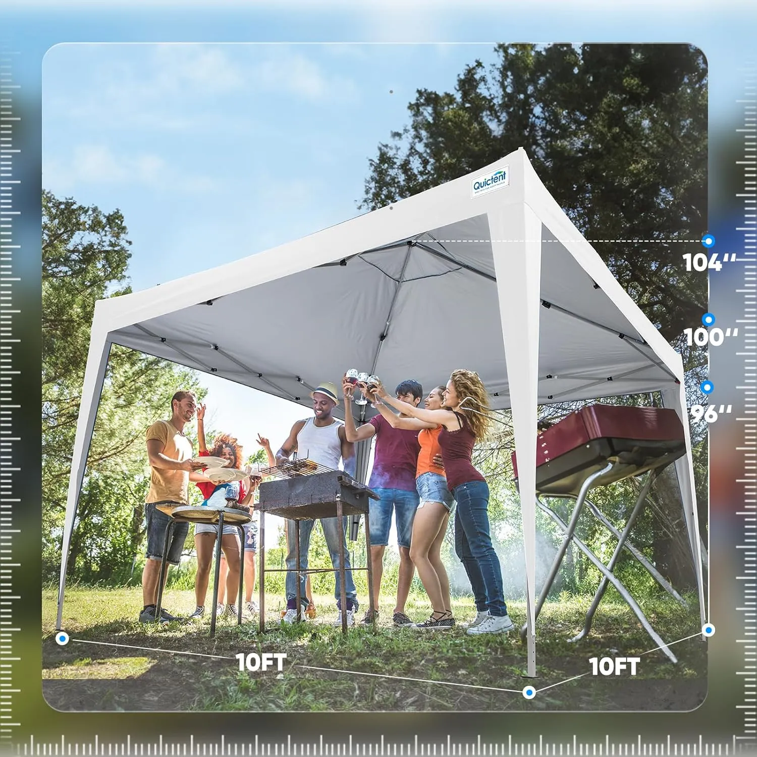 Quictent 10x10 Pop Up Canopy Tent, Instant Setup Gazebo for 1 Person, Portable & Compact, Waterproof & UV Protection, Ideal for Camping, Beach, Parties, and Outdoor Events