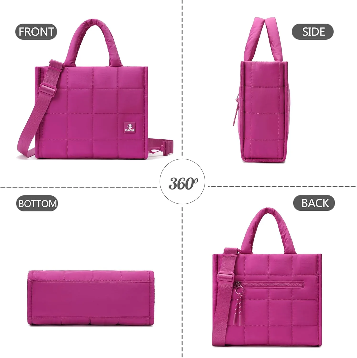 Quilted Crossbody Bags for Women - Small Tote Shoulder Puffer Weekender Overnight Handbag Organizer