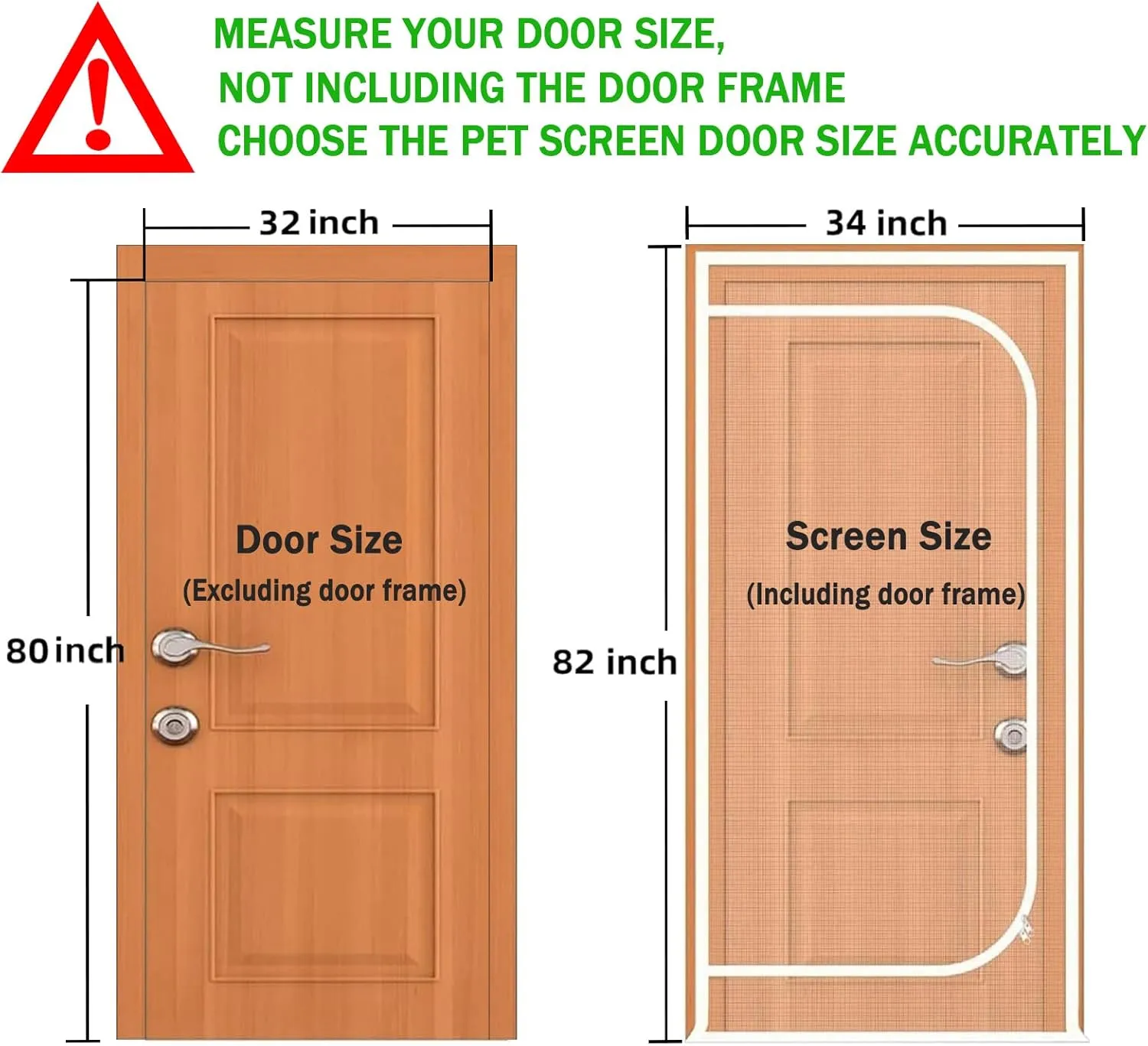 QWR Reinforced Cat Screen Door,Fits Door Size 32''x 80'',Thickened Cat Proof Screen Door with Zipper Closure for Living Room,Kitchen,Bedroom.