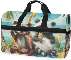 Raccoon Panda Travel Duffel Bag Luggage Sports Gym Bags With Shoes Compartment Large Capacity Lightweight Duffle Bag For Men Women
