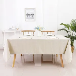 Randall Beige Rectangle Oblong Tablecloth Farmhouse 60" x84” 7 Feet Heavy Duty, Water Resistant Dust-Proof & Anti-Stain Table Cover for Kitchen Dinning Party Tabletop Decoration (6 Seats)