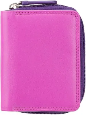 RB53 Multi Colored Berry/Purple/Dusty Pink Small Bifold Soft Leather Ladies Wallet & Purse