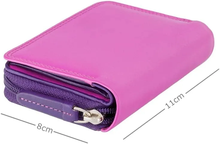 RB53 Multi Colored Berry/Purple/Dusty Pink Small Bifold Soft Leather Ladies Wallet & Purse