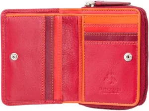 RB53 Multi Colored Red/Orange/Crimson Small Bifold Soft Leather Ladies Wallet & Purse