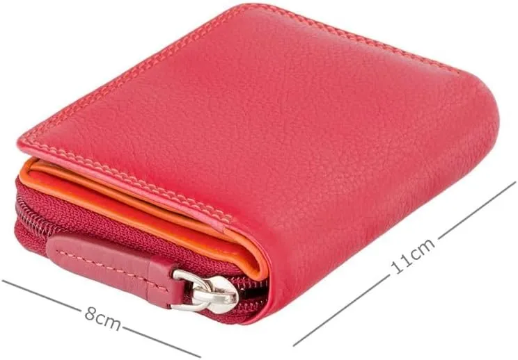 RB53 Multi Colored Red/Orange/Crimson Small Bifold Soft Leather Ladies Wallet & Purse