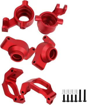 RC Caster Blocks C-hubs&Steering Blocks&Carriers Stub Axle Upgrade Parts for 1/10 Maxx WideMaxx,Aluminum RC Hops Up for Monster Truck Mode #89086-4,#89076-4,Replace #8932,8937,8952 Red