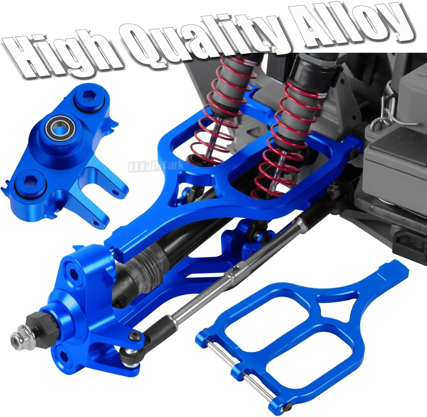 RC Upgrades Part for 1/10 E-Maxx T-Maxx,A-Arms,Caster Block,Steering Blocks,Rear Stub Axle Carriers,Drive Shaft CVD Axles,7mm Wheel Hex,Steering Bellcrank & Shock Tower Mounts,Navy Blue