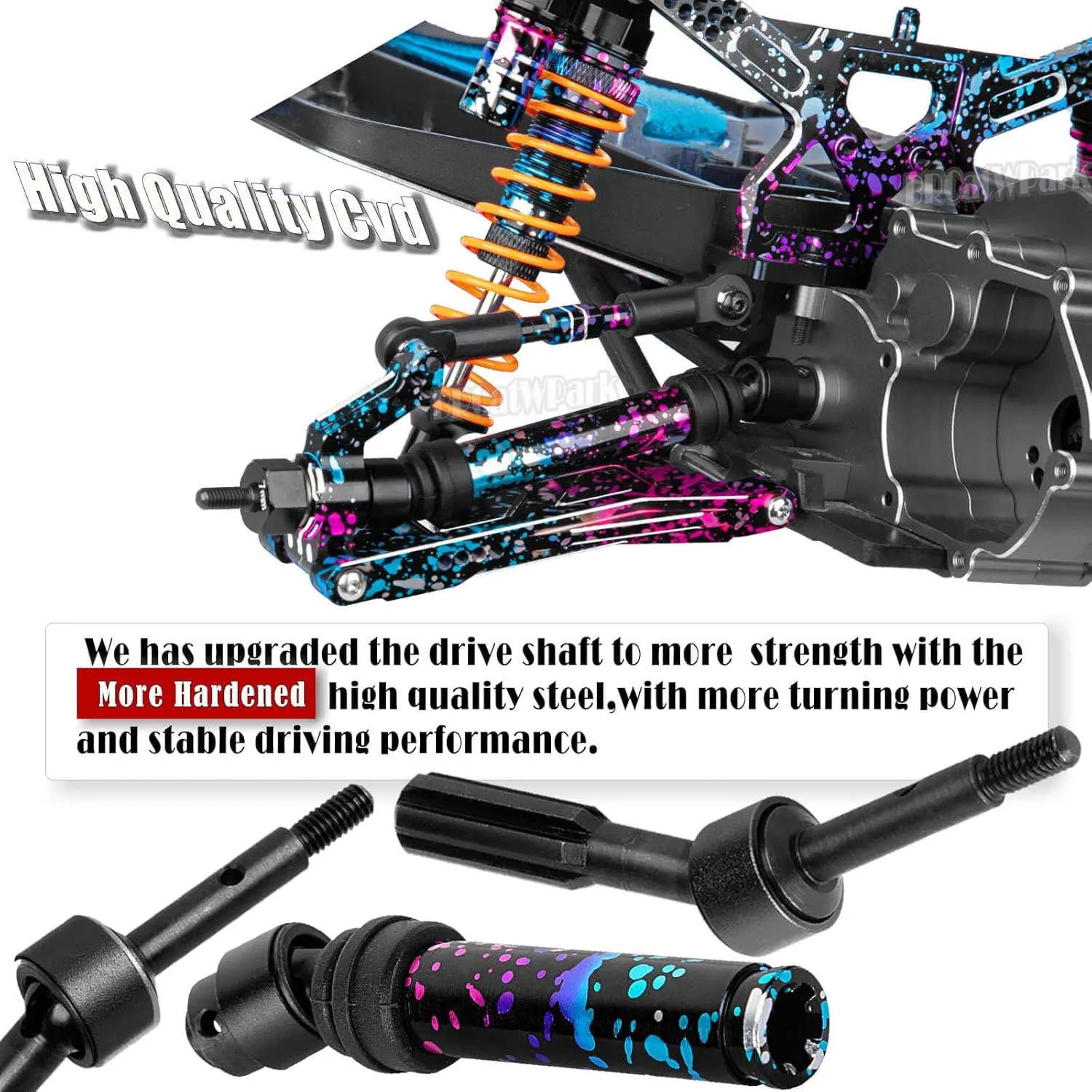 RC Upgrades Part for 1/10 Rustler Stampede (VXL) 2WD,A-Arm,Shock,Drive Shaft,Caster Block,Steering Blocks,Stub Axle Carriers,Steering Bellcranks,Links,Shock Tower,Front Bulkhead,Colour