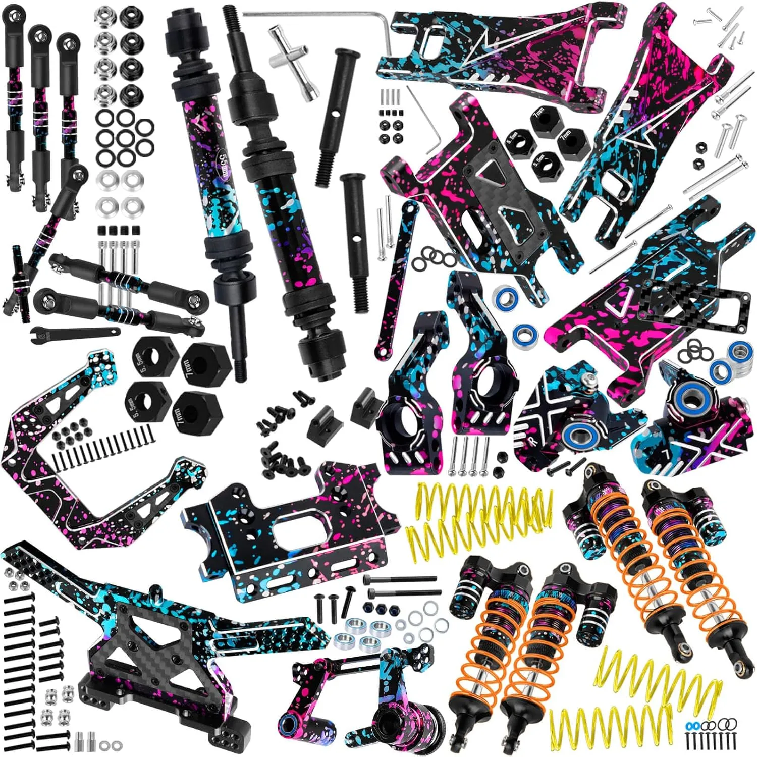 RC Upgrades Part for 1/10 Rustler Stampede (VXL) 2WD,A-Arm,Shock,Drive Shaft,Caster Block,Steering Blocks,Stub Axle Carriers,Steering Bellcranks,Links,Shock Tower,Front Bulkhead,Colour