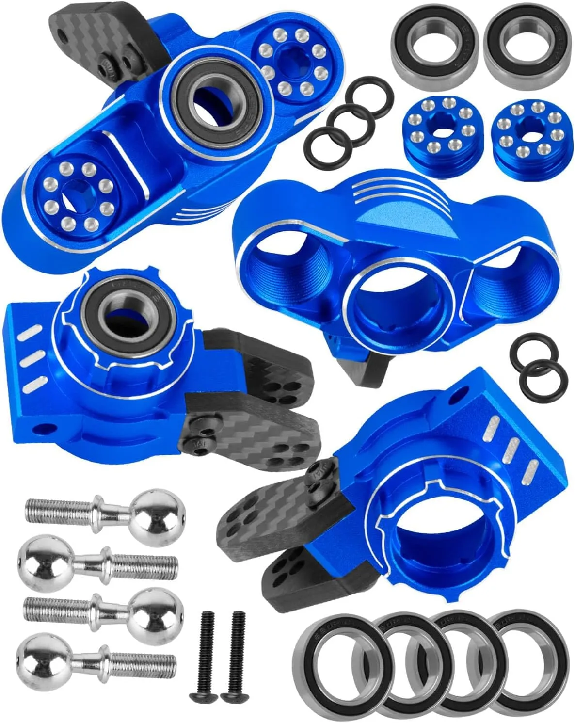 RC Upgrades Part Front Knuckles Steering Blocks&Rear Hub Stub Axle Carriers for 1/8 Kraton (Also for V4&V5)/Notorious/Outcast 6S BLX,Steering Hops Up,Replaces #AR330505#AR330404,Navy Blue