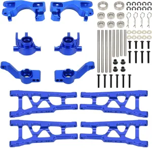RCAWD Aluminum Steering Blocks C-Hubs Stub Axle Carriers Suspension Arms Set for 1/10 Traxxas Slash Rustler Stampede Hoss 4x4, Replacement of 6837 6832 1952 3655x(Navy Blue)