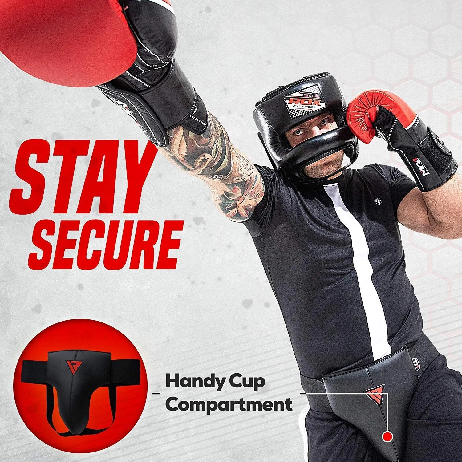 RDX Groin Protector for Boxing, Muay Thai, Kickboxing and MMA Training, Maya Hide Leather Abdo Gear for Martial Arts , SATRA Approved Abdominal Guard for Karate and Taekwondo