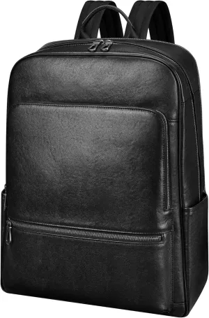 Real leather backpack for men's travel, 17.3 inch laptop backpack with computer compartment, Business travel luxury backpack, Black large 30 L