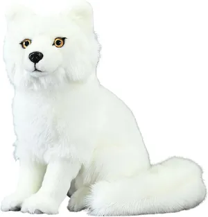 Realistic Arctic-Fox Stuffed Animal - 10.6 Inch Soft Plush Toy for Home Decor, Cuddle Companion, Lifelike White Fox Gift