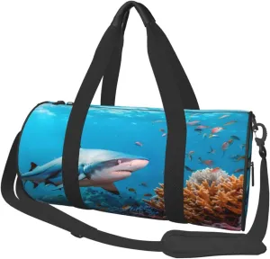 Realistic Shark Ocean Fish Travel Bag for Women & Men, Large Capacity Duffle Bag with Detachable Shoulder Strap, Waterproof Overnight Weekender Bag for Gym Business Vacation Short Trips