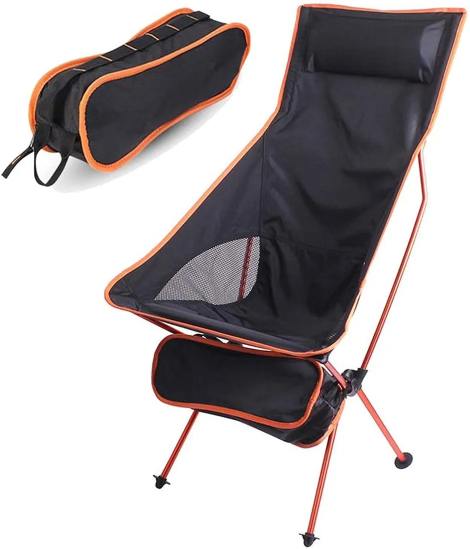 Recliner Chair,Compact Outdoor Chair, Portable Folding Outdoor 600D Oxford Cloth Camping Seat for Fishing Festival Picnic BBQ Beach Ultralight Chair,Orange