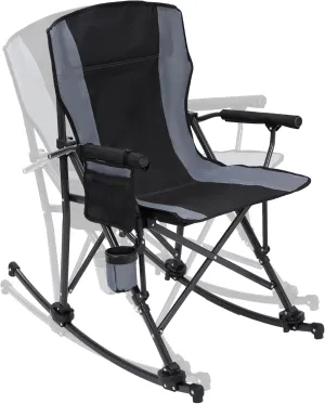 REDCAMP 2 in 1 Oversized Folding Rocking Camping Chair with Removable Rockers, Portable Rocker with High Back, Heavy Duty Hard Armchair for Patio Lawn and Outdoors, Black