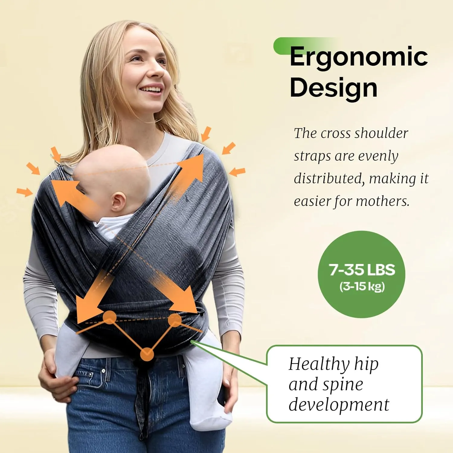Reidio Baby Wrap Carrier Hands Free Baby Carrier Sling All in 1 Design Easy to Wear Soft & Stretchy Baby Carrier for Newborns to Toddlers 7-35 lbs (3#Brown, M)