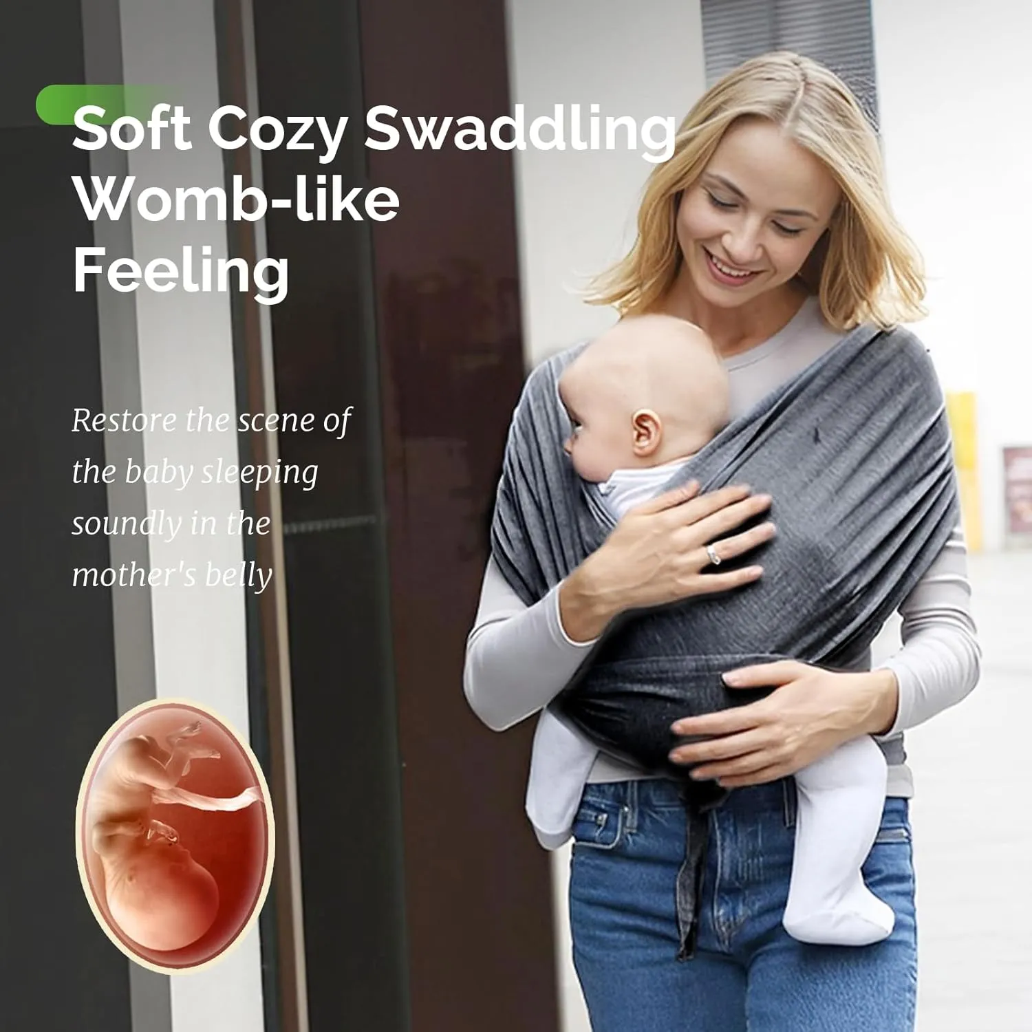 Reidio Baby Wrap Carrier Hands Free Baby Carrier Sling All in 1 Design Easy to Wear Soft & Stretchy Baby Carrier for Newborns to Toddlers 7-35 lbs (3#Brown, M)