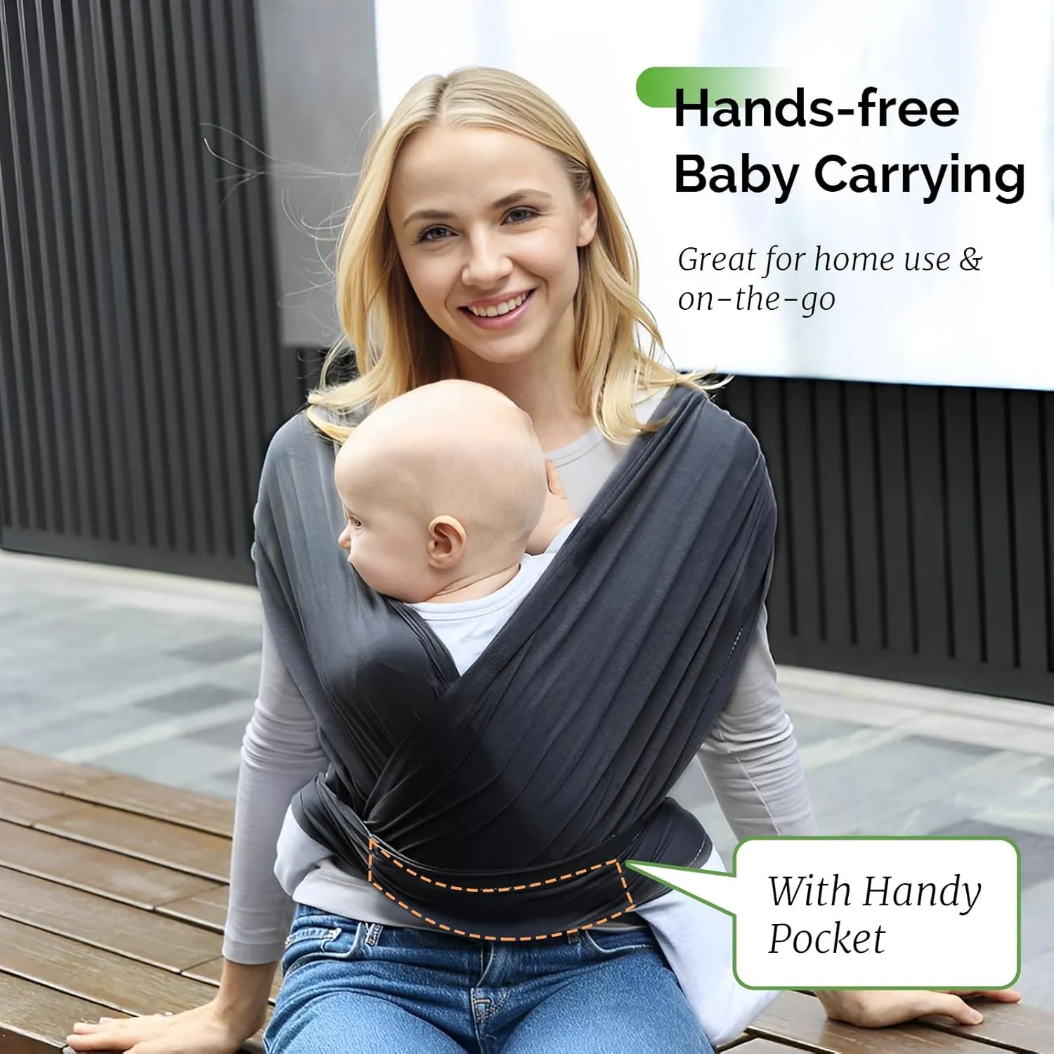 Reidio Baby Wrap Carrier Hands Free Baby Carrier Sling All in 1 Design Easy to Wear Soft & Stretchy Baby Carrier for Newborns to Toddlers 7-35 lbs (3#Brown, M)