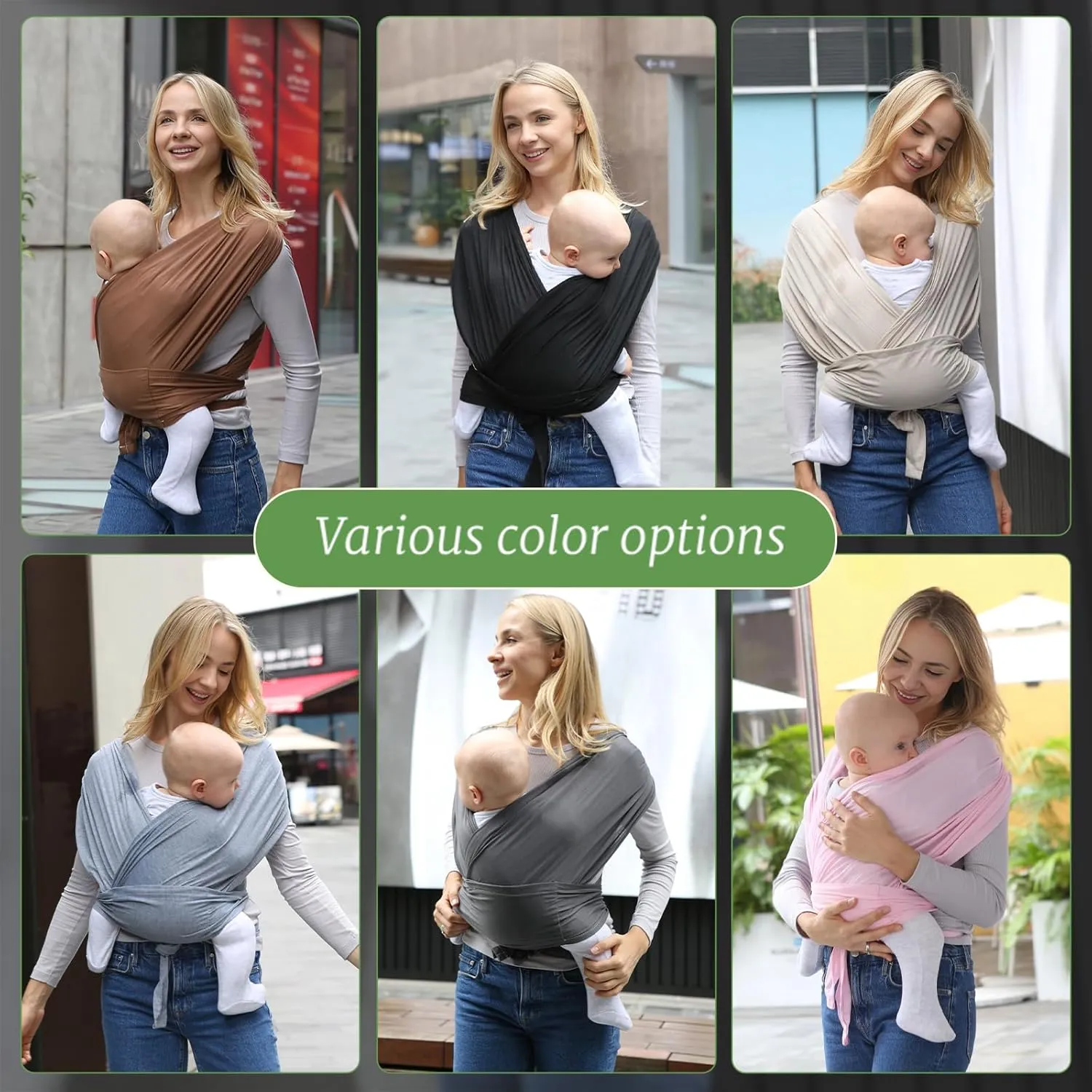 Reidio Baby Wrap Carrier Hands Free Baby Carrier Sling All in 1 Design Easy to Wear Soft & Stretchy Baby Carrier for Newborns to Toddlers 7-35 lbs (3#Brown, M)