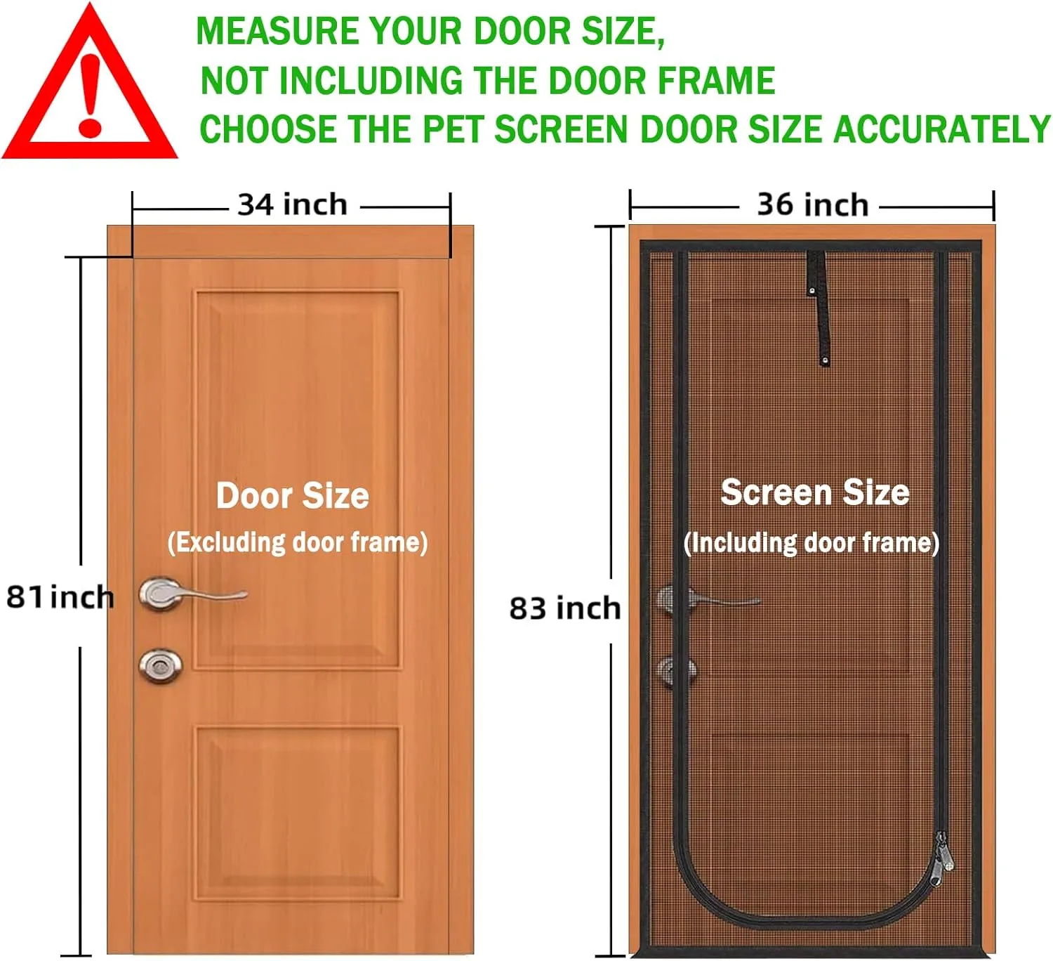 Reinforced Cat Screen Door,Fits Door Size 34''x 81'',Thickened Cat Resistant Mesh Screen Door for Living Room,Kitchen,Bedroom,Cat Proof Screen with Zipper Closure. Black