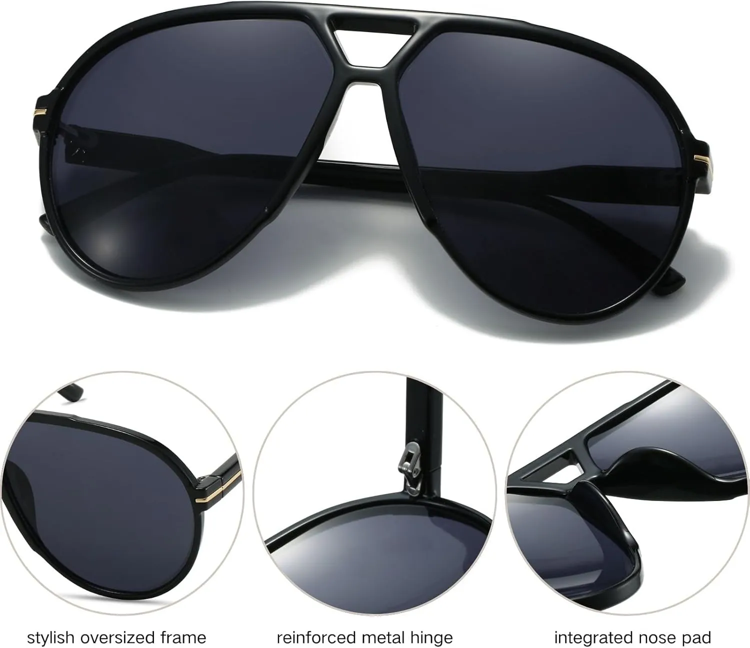 Retro Oversized Aviator Sunglasses Womens Mens Sun Glasses Trendy Classic Shades