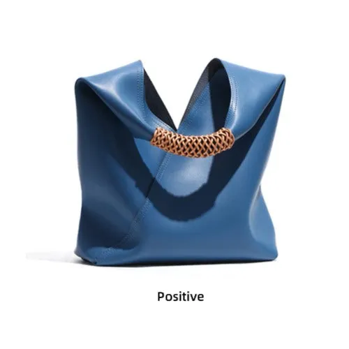Retro Top Handle Genuine Leather Tote Bag