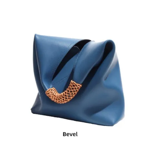 Retro Top Handle Genuine Leather Tote Bag