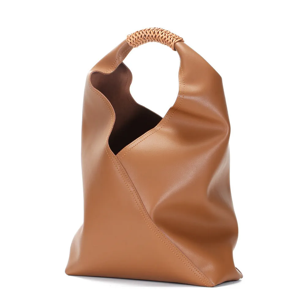 Retro Top Handle Genuine Leather Tote Bag