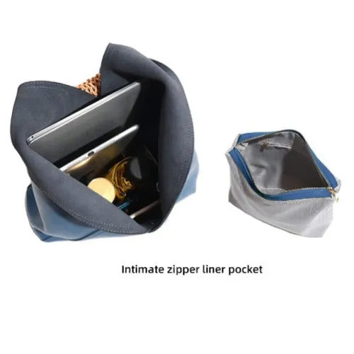 Retro Top Handle Genuine Leather Tote Bag